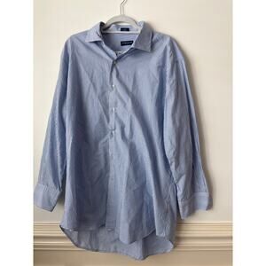 Peter Millar Blue and White Striped Button Up - Large